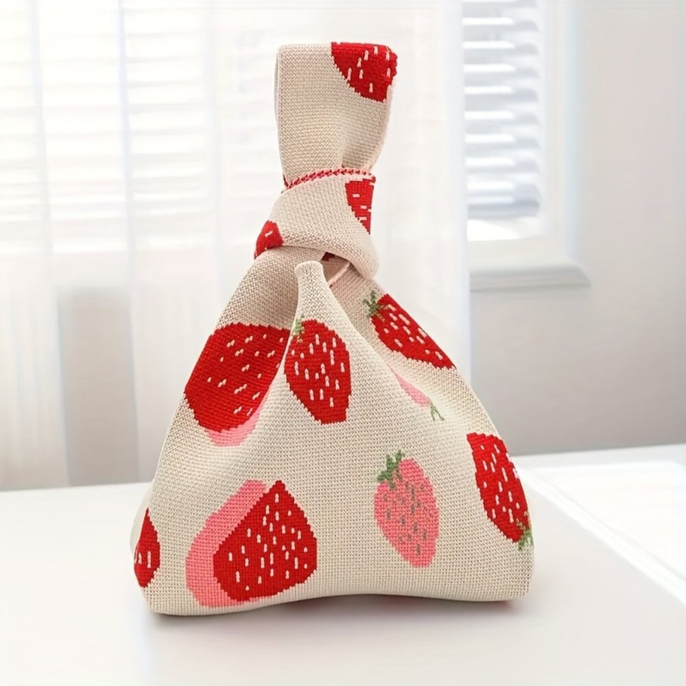 Travel Passions - Charming Strawberry Knitted Tote Bag - Picture 2 of 5